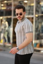 Erkek Yakalı örme Kumaş Kısa Kollu T-shirt - Görsel 2