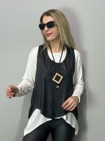 Kadın Siyah Deri Yelekli Kolye Dahil üçlü Takım - Görsel 6