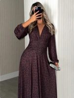 Kadın Örme Krep Bel Detay Kol Büzmelı Maxi Boy Elbise