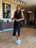 Kadın Modal Kumaş Fermuarlı Kolsuz Midi Boy Elbise - Görsel 4