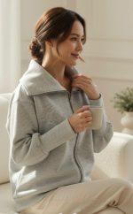Kadın Uzun Kollu Fermuar Detay Sweat Shirt - Görsel 2