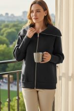 Kadın Uzun Kollu Fermuar Detay Sweat Shirt - Görsel 2