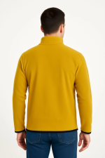 Erkek Polar Kazak – Dik Yaka, Yarım Fermuarlı, Fermuarlı Göğüs Cepli, Siyah Biyeli, Kışlık Rahat Regular Fit Günlük Model - Görsel 2