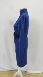 Kadın Uzun Kollu Hakim Yaka Beli Kemerli Cepli Midi Ithal Krep Elbise - Görsel 6