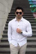 Erkek Pamuklu Keten Kumaş Gömlek - Görsel 2