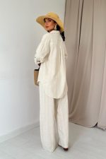 Bej Jakar Petek Gömlek Ve Pantolon Takım - Görsel 4