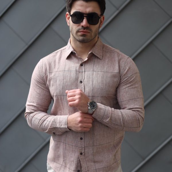 Erkek Pamuklu Keten Kumaş Gömlek
