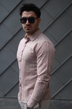 Erkek Pamuklu Keten Kumaş Gömlek - Görsel 4