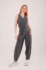 Havuç Kesim Gri Pantolon