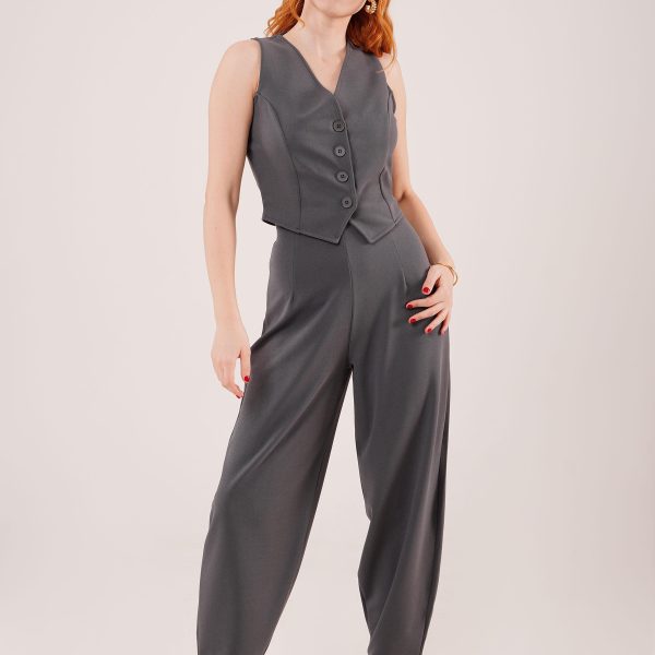 Havuç Kesim Gri Pantolon