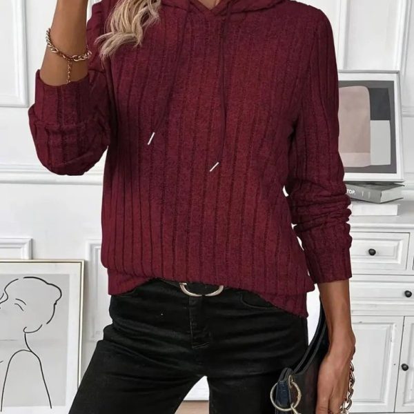 Kadın Uzun Kollu Kapşonlu Bağcıklı şardonlu Kaşkorse Bluz