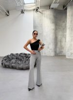 230 Gr Poly Viscose Full Lycra İspanyol Paça Pantolon - Görsel 3