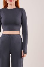 Fitilli Bluz Ve Pantolon Antrasit İkili Takım - Görsel 2