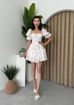 Beyaz Mini Elbise - Görsel 3