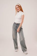 Boğazlı Parlak Kumaş Beyaz Crop - Görsel 2