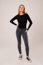 Yaka Detay Uzun Kollu Basic Siyah Bluz - Görsel 4