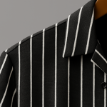 Erkek Kısa Kollu Beyaz çizgi Desenli örme Kumaş Pamuklu Gömlek - Görsel 2