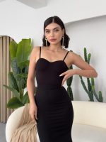 Dominic Eteği Büzgülü Midi Boy Elbise - Görsel 4