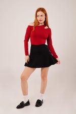İçi Şortlu Siyah Mini Etek - Görsel 4