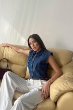 Mavi Yaka Detaylı Denim Crop - Görsel 2