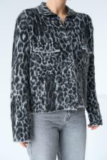 Leopar Desen Jakarlı Hırka