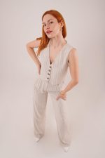 Yelek Ve Pantolon Mavi Şeritli İkili Takım - Görsel 4