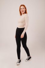 Yaka Detay Uzun Kollu Basic Krem Bluz - Görsel 4