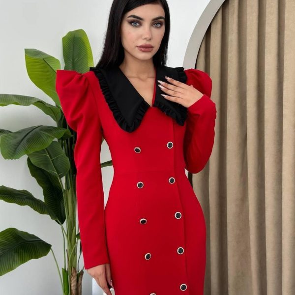 Palmas Geniş Yakalı Elbise