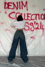 Lacivert Geniş Paça Jeans Pantolon - Görsel 3