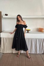 Siyah Gipeli Brode Elbise - Görsel 2