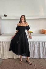 Siyah Gipeli Brode Elbise - Görsel 3