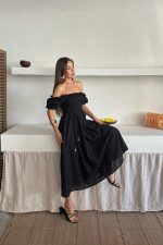 Siyah Gipeli Brode Elbise - Görsel 4