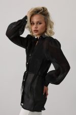 Belden Bağlamalı Uzun Kol Gömlek - Görsel 3