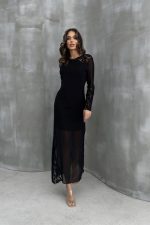 Almond Dantel Detaylı Tül Elbise 2659-8