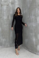 Almond Dantel Detaylı Tül Elbise 2659-8 - Görsel 4