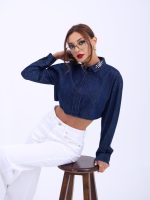 6603 KOT BLUZ-MAVİ - Görsel 3