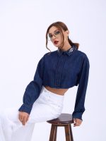 6603 KOT BLUZ-MAVİ - Görsel 5
