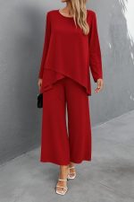 Kadın Uzun Kollu Asimetrik Detaylı Salaş Sandy Bluz Ve Pantolon Ikili Takım - Görsel 3