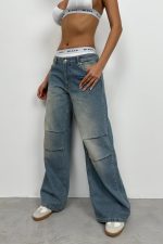 Düşük Bel Diz Katlı Jean - Görsel 4