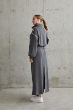 Füme Biyeli Sweatshirt Ve Etek Takım - Görsel 4