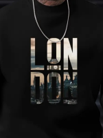 Erkek Uzun Kollu Bisiklet Yaka London Logo Baskılı Iki Iplik Bluz - Görsel 2