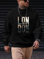 Erkek Uzun Kollu Bisiklet Yaka London Logo Baskılı Iki Iplik Bluz - Görsel 3