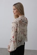 Volanlı Çiçek Desen Şifon Gömlek - Görsel 4