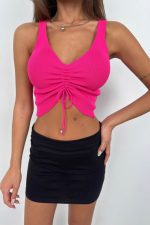 Ön Büzgülü Crop Bluz - Görsel 3
