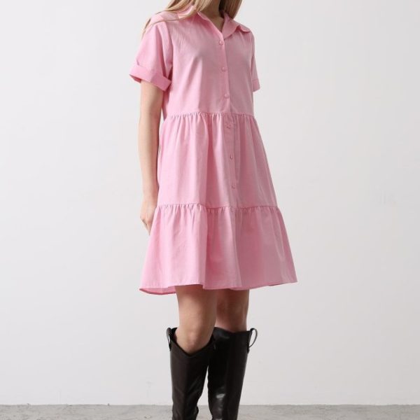 Kısa Kol Düğmeli Elbise