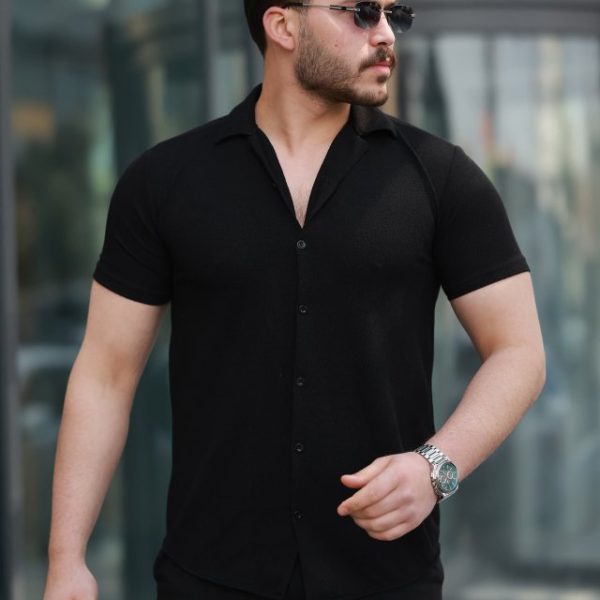 Erkek Kısa Kollu örme Kumaş Pamuklu Gömlek