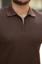 Erkek Fermuarlı Yakalı Kısa Kollu Tshirt - Görsel 3