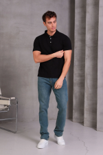 Erkek Slim Fit Pamuklu Yumuşak Doku Nefes Alan Kumaş Yakalı Tişört - Görsel 3