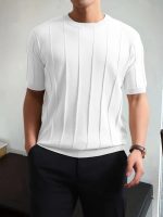 Erkek Kısa Kollu Bisiklet Yaka çizgili Triko Tshirt