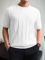 Erkek Kısa Kollu Bisiklet Yaka çizgili Triko Tshirt - Görsel 2